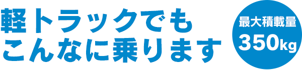 軽トラックでもこんなに乗ります（最大積載量 350kg）